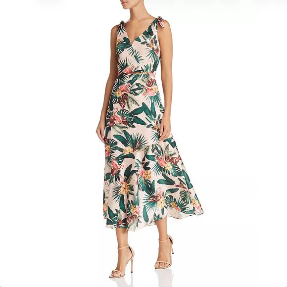 Sam Edelman Sleeveless Flamingo Print Midi Dress Tropical Vacation Size 8 - Picture 4 of 6